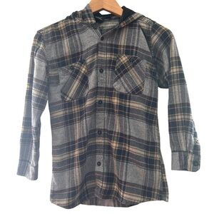 Burnside hoodie button down flannel size medium 10/12